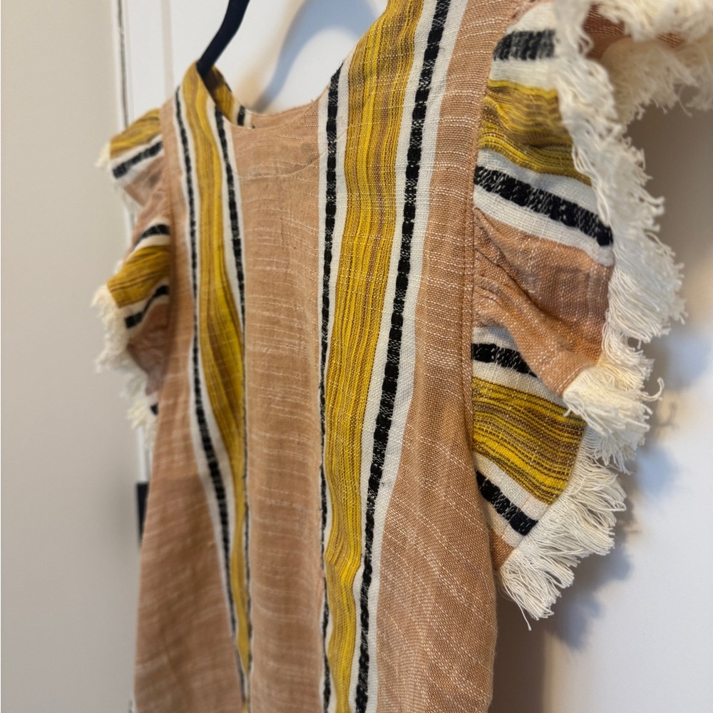 THML Multicolor Fringe Sleeve Blouse